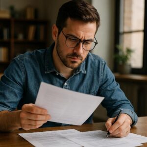 Detektyw analizuje dokumenty