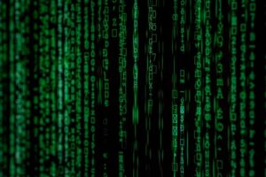 Ekran ze znakami komputerowymi matrix